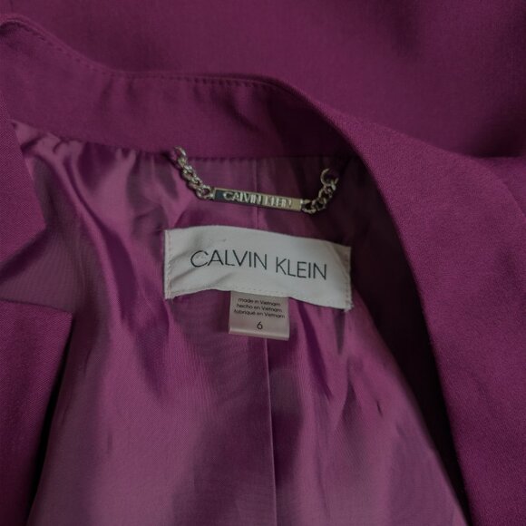 Calvin Klein Long Sleeveless Career Blazer Jacket Vest Size 6 Purple Pockets - Picture 7 of 7
